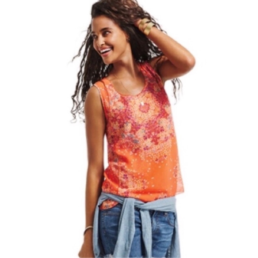 CAbi Orange Sleeveless Top